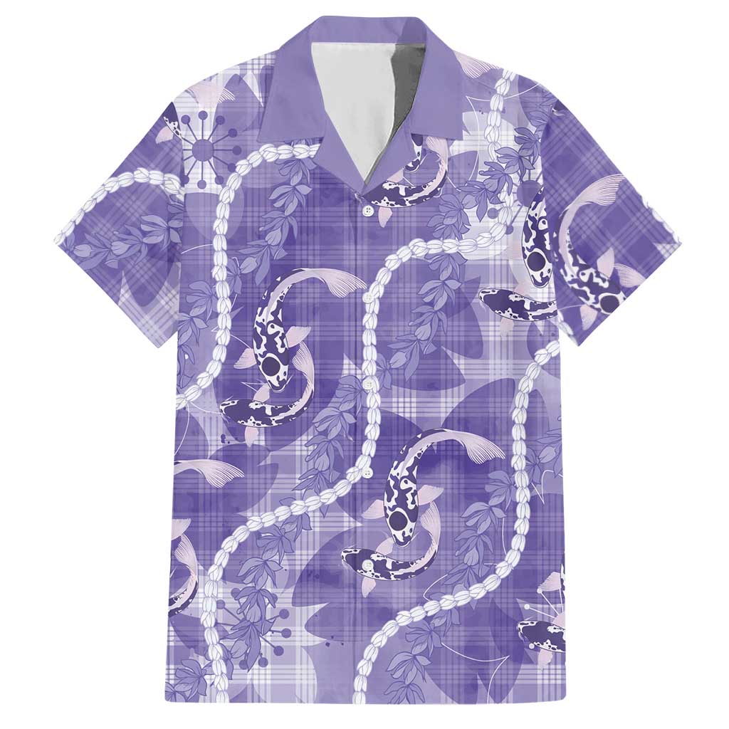Japanese Koi Fish Hawaiian Shirt Purple Wagara Palaka Honohono Pikake Lei