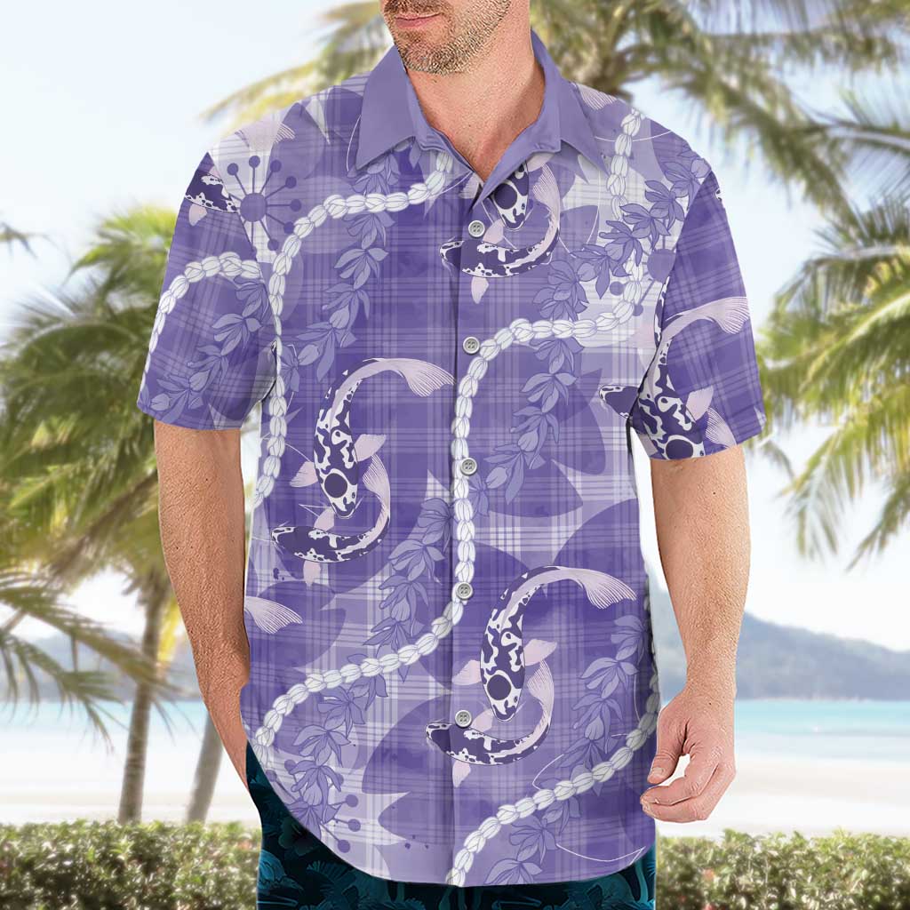 Japanese Koi Fish Hawaiian Shirt Purple Wagara Palaka Honohono Pikake Lei