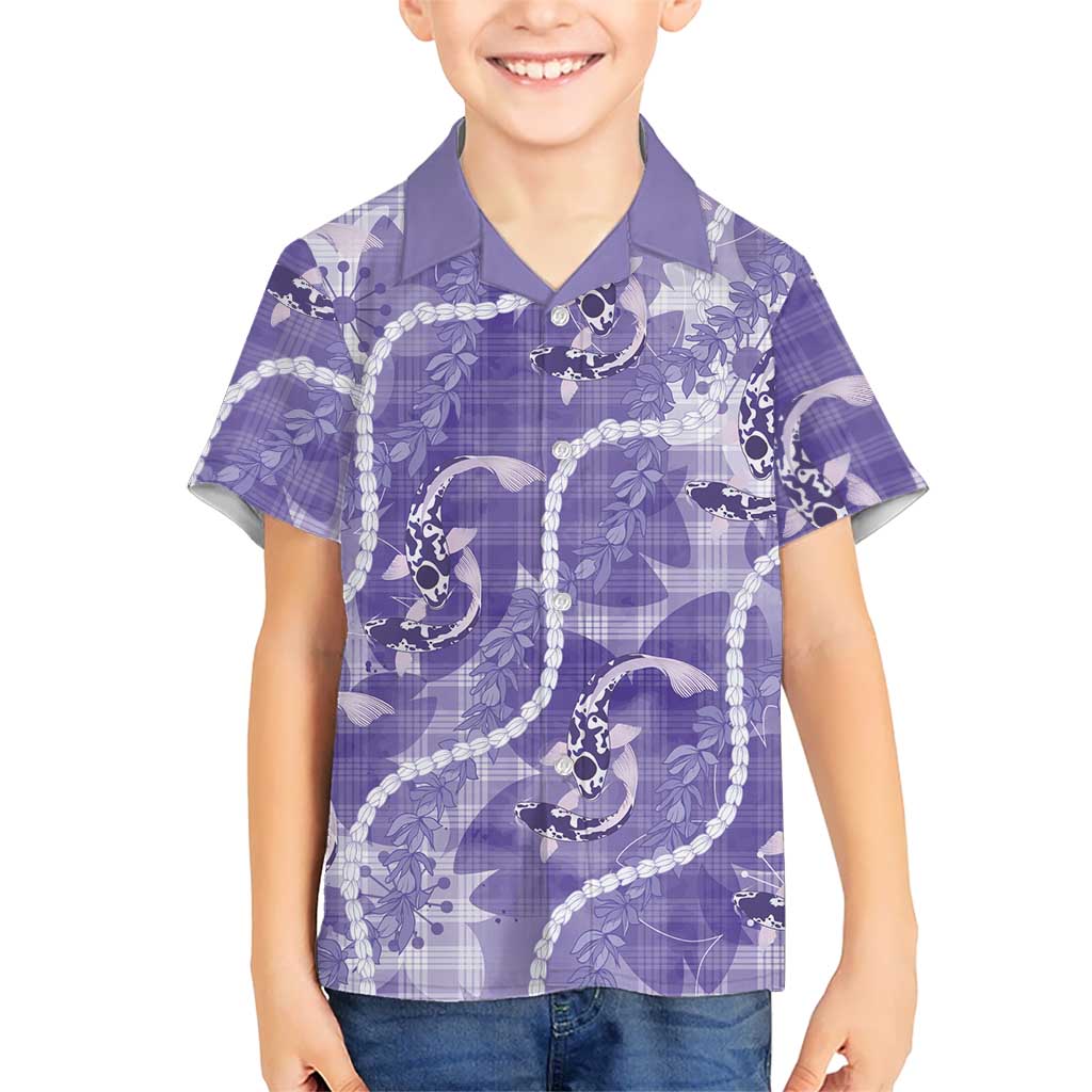 Japanese Koi Fish Hawaiian Shirt Purple Wagara Palaka Honohono Pikake Lei