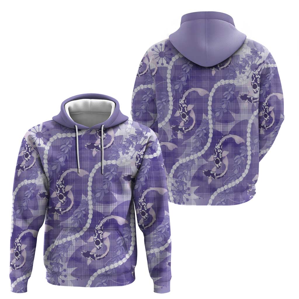 Japanese Koi Fish Hoodie Purple Wagara Palaka Honohono Pikake Lei LT9 - Polynesian Pride