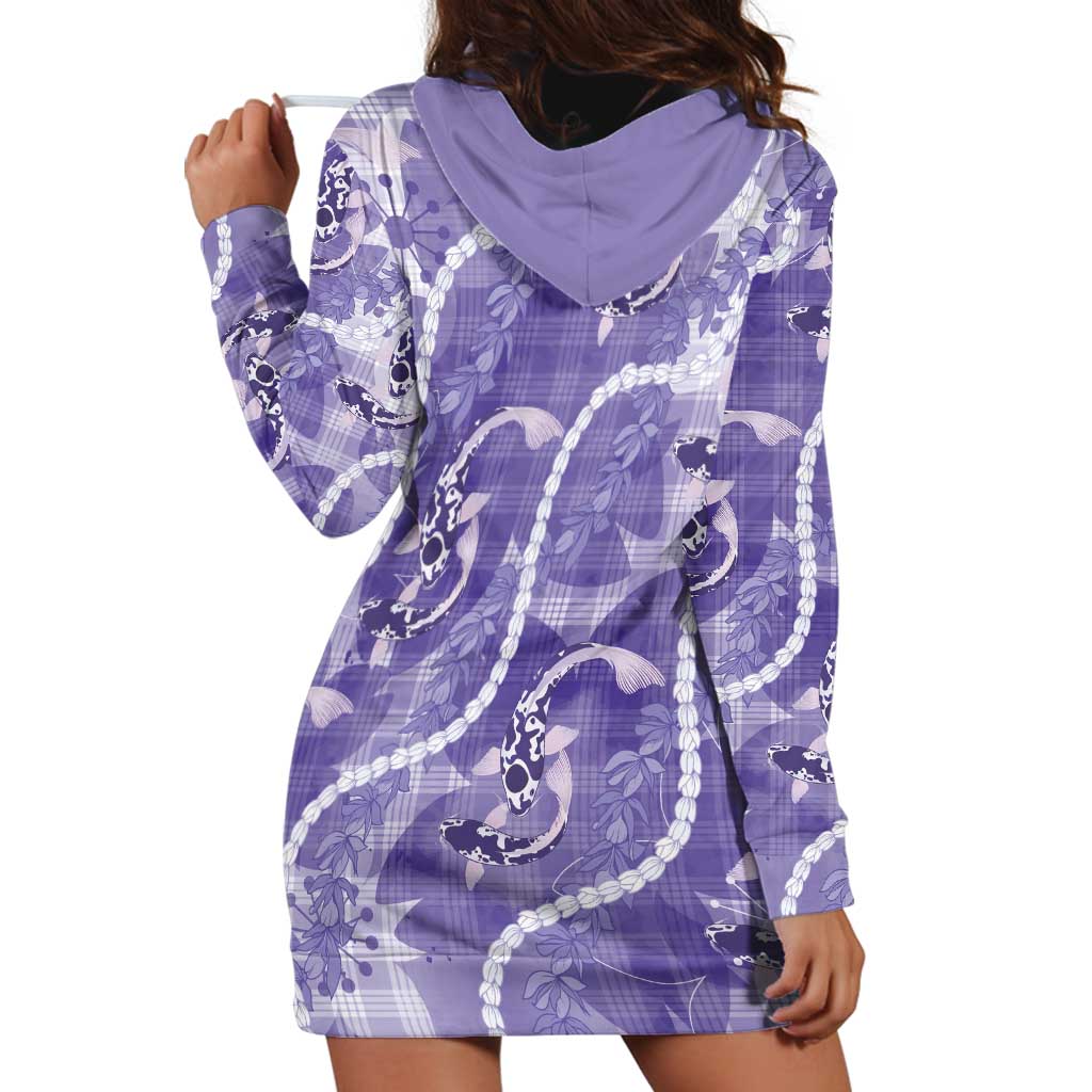 Japanese Koi Fish Hoodie Dress Purple Wagara Palaka Honohono Pikake Lei