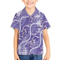 Japanese Koi Fish Kid Hawaiian Shirt Purple Wagara Palaka Honohono Pikake Lei