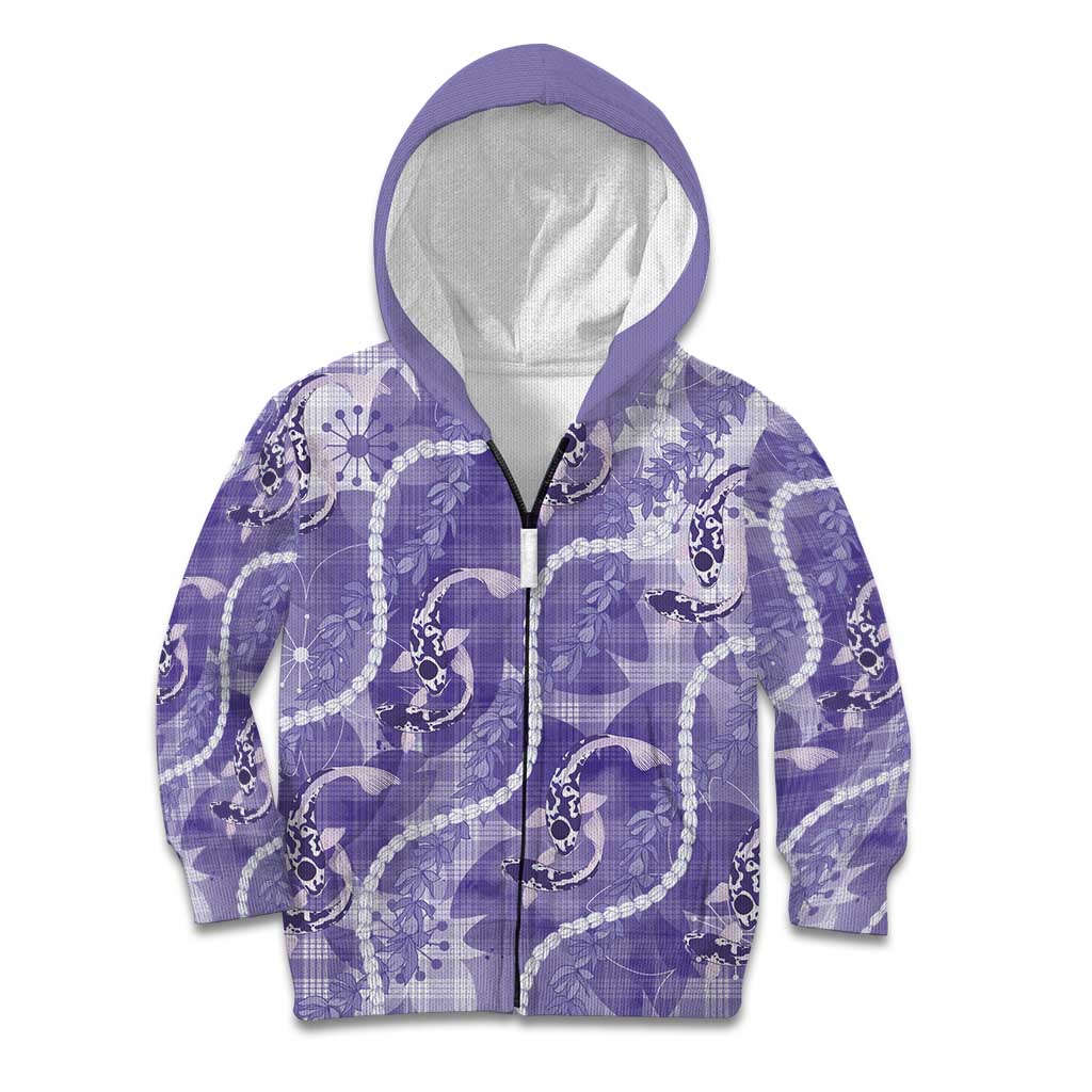 Japanese Koi Fish Kid Hoodie Purple Wagara Palaka Honohono Pikake Lei LT9 Zip Hoodie Purple - Polynesian Pride