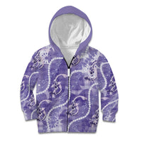 Japanese Koi Fish Kid Hoodie Purple Wagara Palaka Honohono Pikake Lei LT9 Zip Hoodie Purple - Polynesian Pride