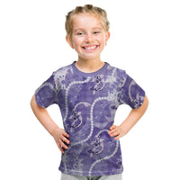 Japanese Koi Fish Kid T Shirt Purple Wagara Palaka Honohono Pikake Lei LT9 Purple - Polynesian Pride