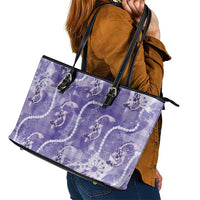 Japanese Koi Fish Leather Tote Bag Purple Wagara Palaka Honohono Pikake Lei