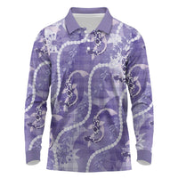 Japanese Koi Fish Long Sleeve Polo Shirt Purple Wagara Palaka Honohono Pikake Lei LT9 Purple - Polynesian Pride