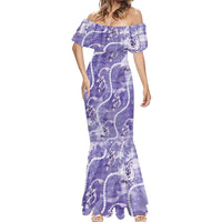 Japanese Koi Fish Mermaid Dress Purple Wagara Palaka Honohono Pikake Lei LT9 - Polynesian Pride