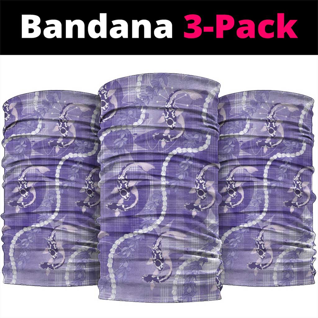 Japanese Koi Fish Neck Gaiter Purple Wagara Palaka Honohono Pikake Lei