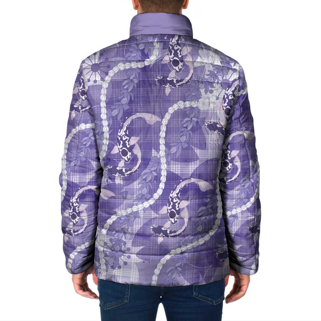 Japanese Koi Fish Padded Jacket Purple Wagara Palaka Honohono Pikake Lei