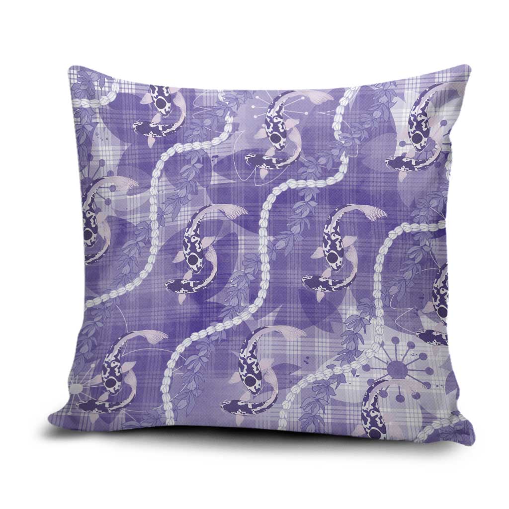 Japanese Koi Fish Pillow Cover Purple Wagara Palaka Honohono Pikake Lei LT9 Purple - Polynesian Pride