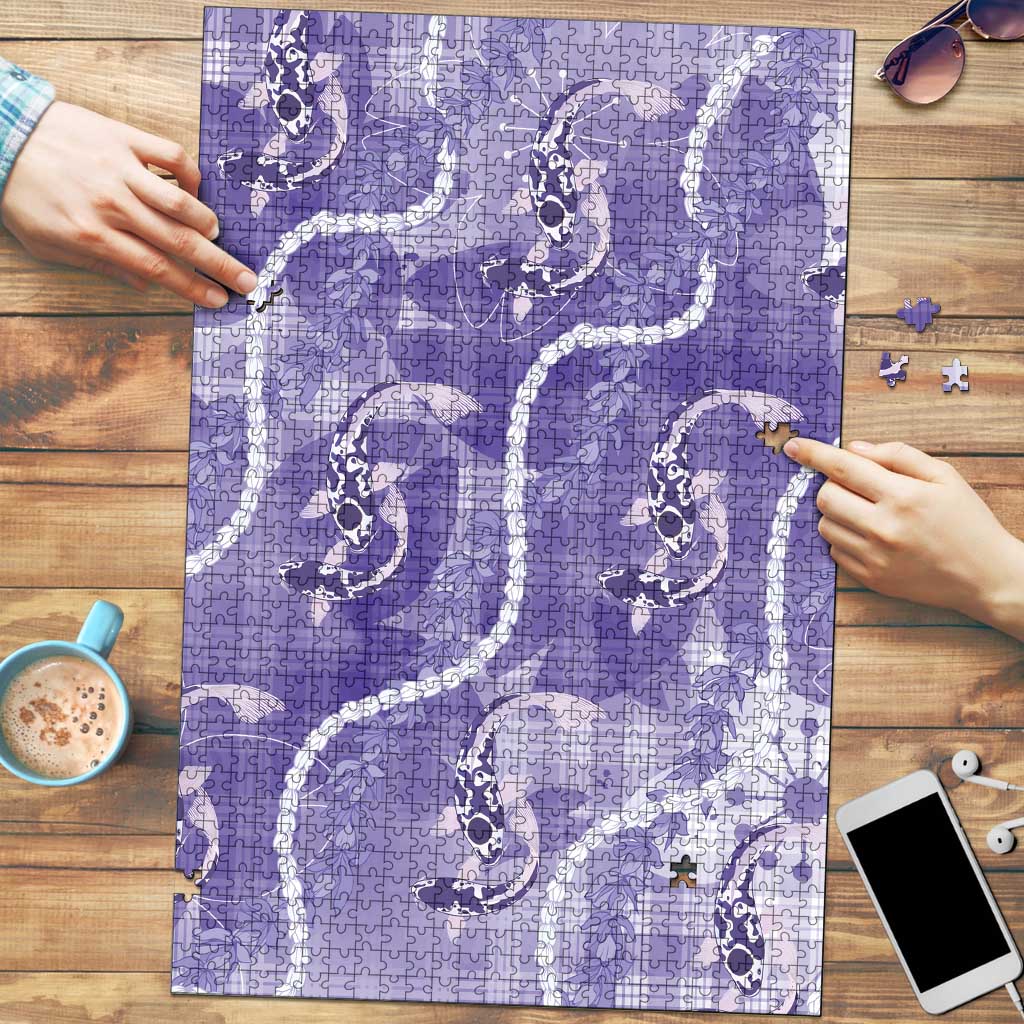 Japanese Koi Fish Puzzle Purple Wagara Palaka Honohono Pikake Lei LT9 Purple - Polynesian Pride