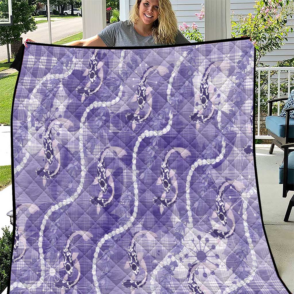 Japanese Koi Fish Quilt Purple Wagara Palaka Honohono Pikake Lei LT9 Purple - Polynesian Pride