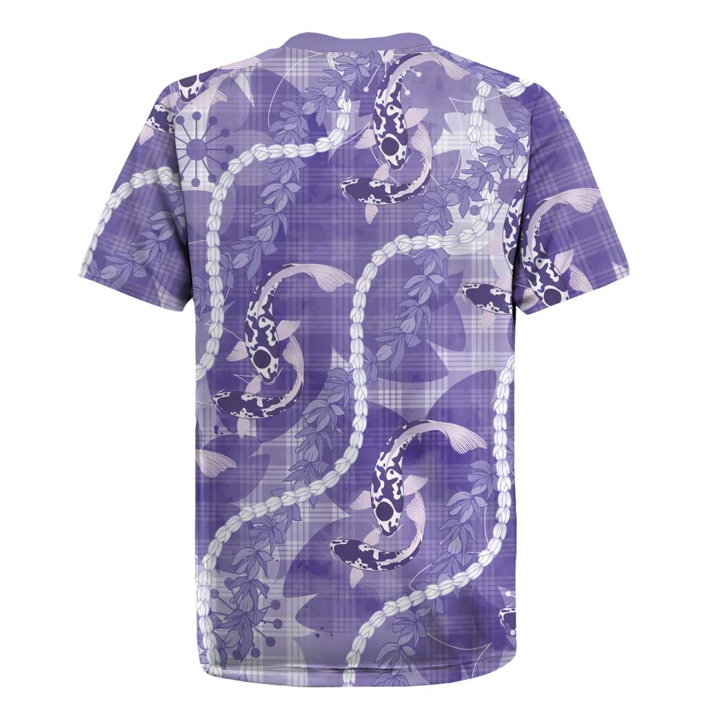Japanese Koi Fish Rugby Jersey Purple Wagara Palaka Honohono Pikake Lei LT9 - Polynesian Pride