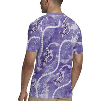 Japanese Koi Fish Rugby Jersey Purple Wagara Palaka Honohono Pikake Lei LT9 - Polynesian Pride