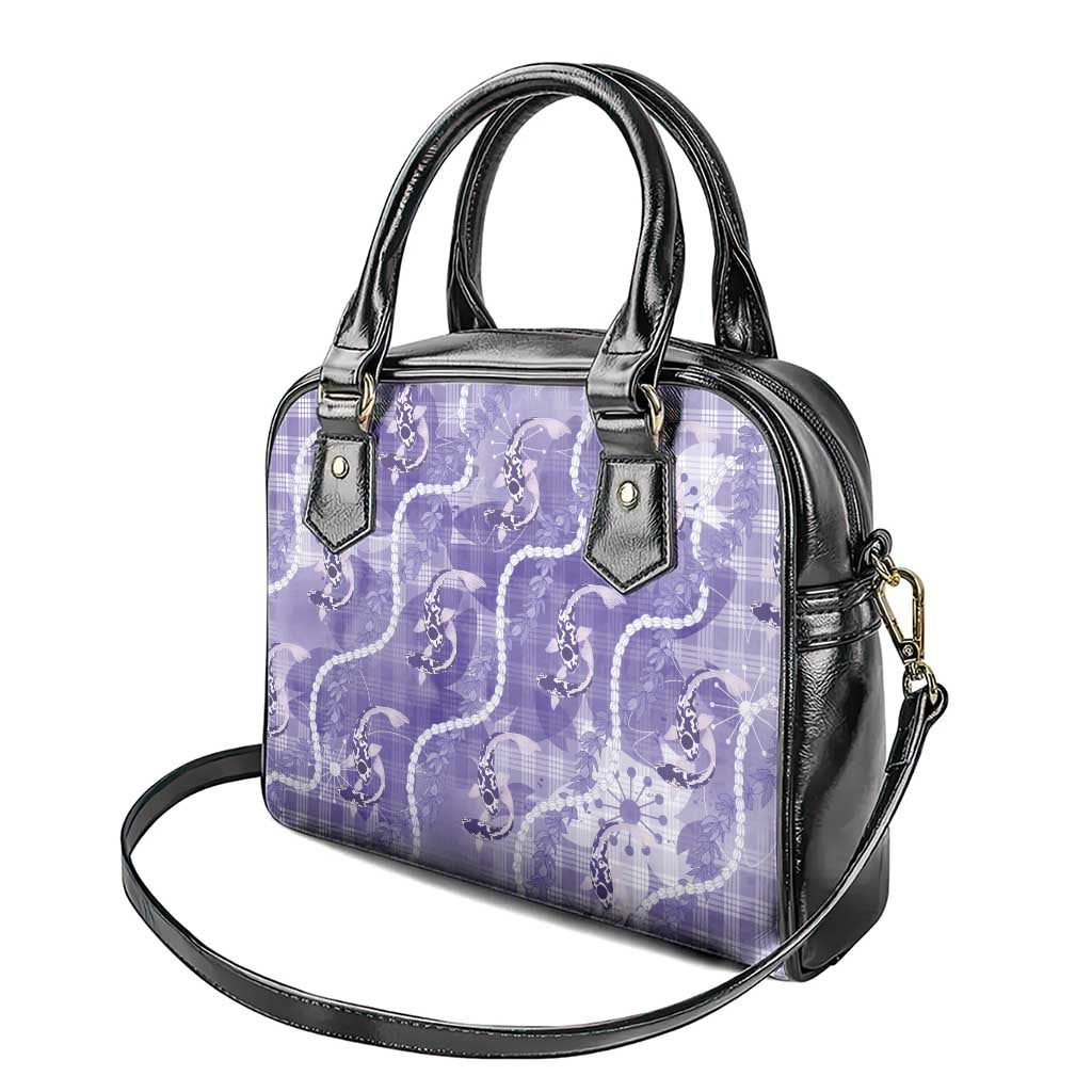 Japanese Koi Fish Shoulder Handbag Purple Wagara Palaka Honohono Pikake Lei