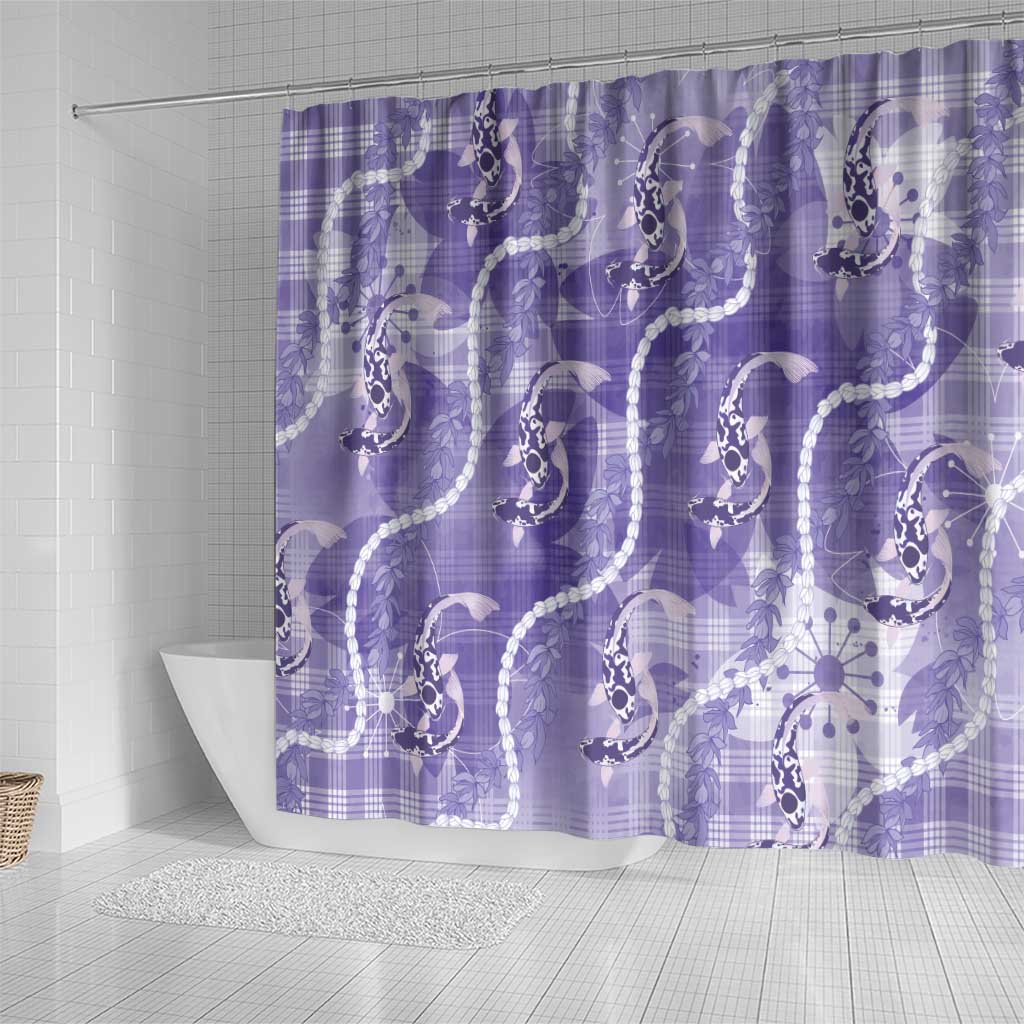 Japanese Koi Fish Shower Curtain Purple Wagara Palaka Honohono Pikake Lei LT9 - Polynesian Pride