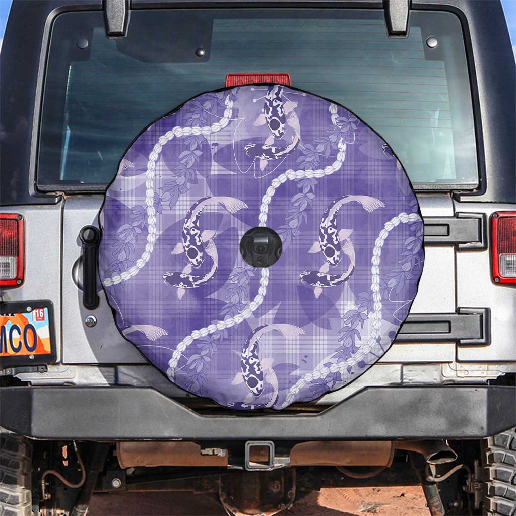 Japanese Koi Fish Spare Tire Cover Purple Wagara Palaka Honohono Pikake Lei LT9 Purple - Polynesian Pride