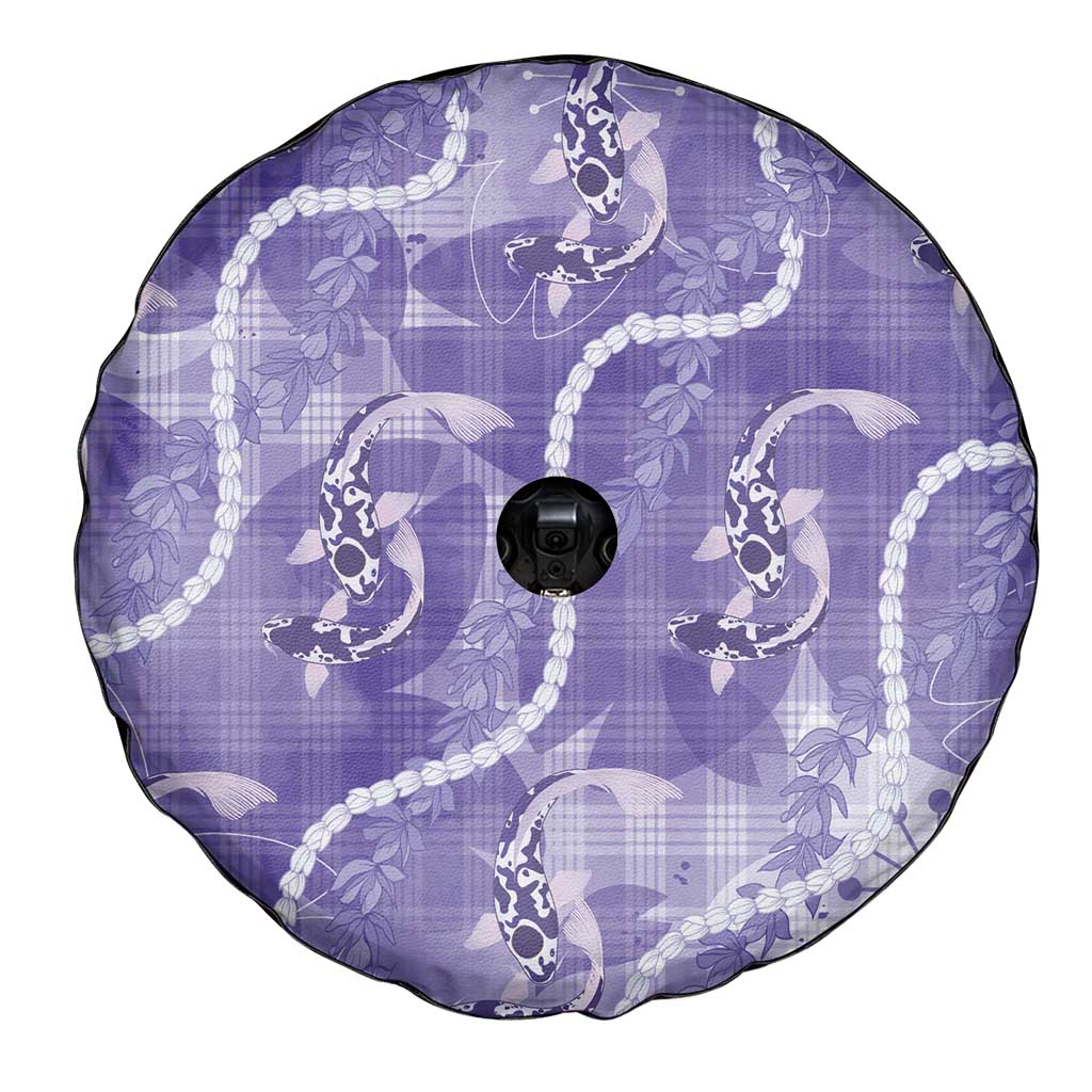 Japanese Koi Fish Spare Tire Cover Purple Wagara Palaka Honohono Pikake Lei LT9 - Polynesian Pride