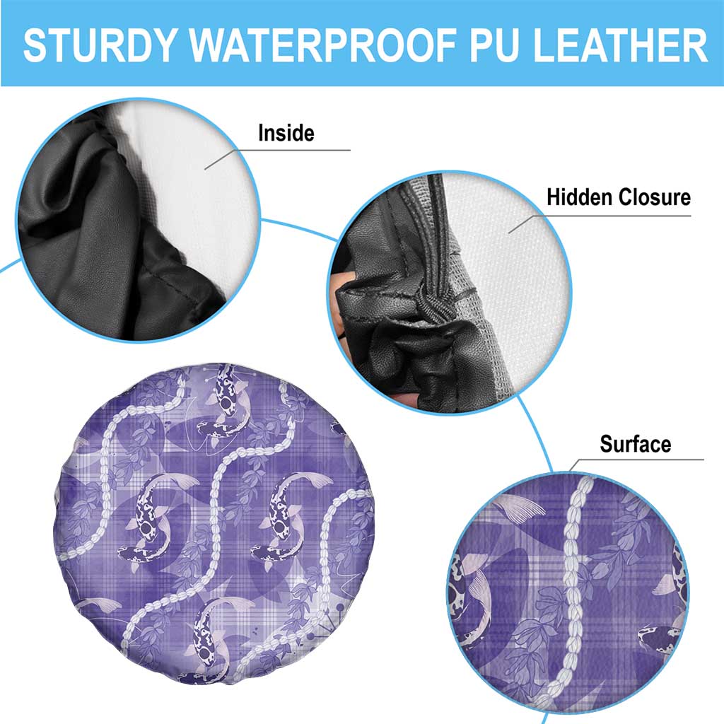 Japanese Koi Fish Spare Tire Cover Purple Wagara Palaka Honohono Pikake Lei LT9 - Polynesian Pride