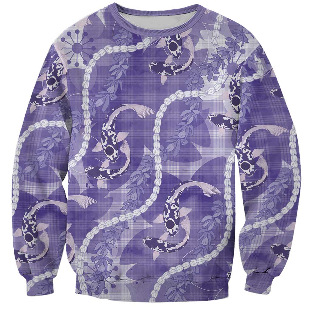 Japanese Koi Fish Sweatshirt Purple Wagara Palaka Honohono Pikake Lei LT9 Unisex Purple - Polynesian Pride