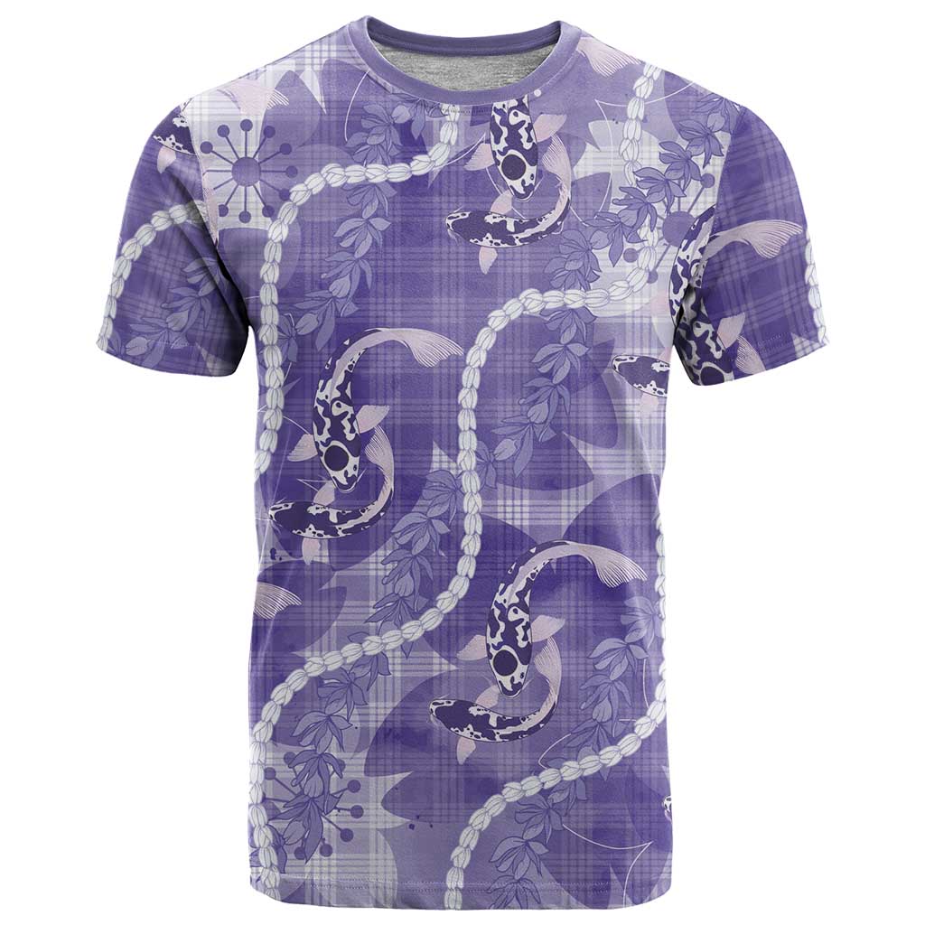 Japanese Koi Fish T Shirt Purple Wagara Palaka Honohono Pikake Lei LT9 Purple - Polynesian Pride