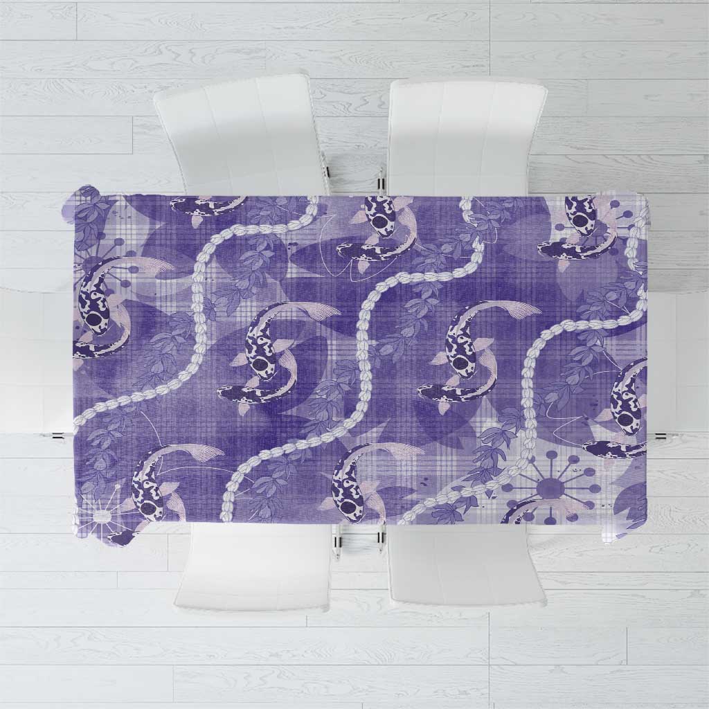 Japanese Koi Fish Tablecloth Purple Wagara Palaka Honohono Pikake Lei LT9 Purple - Polynesian Pride