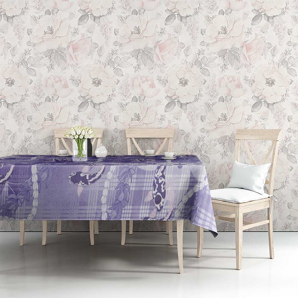 Japanese Koi Fish Tablecloth Purple Wagara Palaka Honohono Pikake Lei LT9 - Polynesian Pride