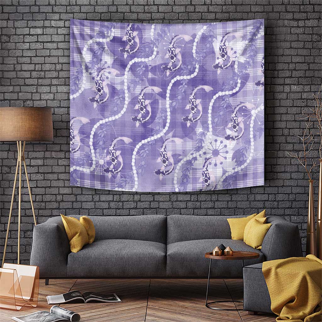 Japanese Koi Fish Tapestry Purple Wagara Palaka Honohono Pikake Lei