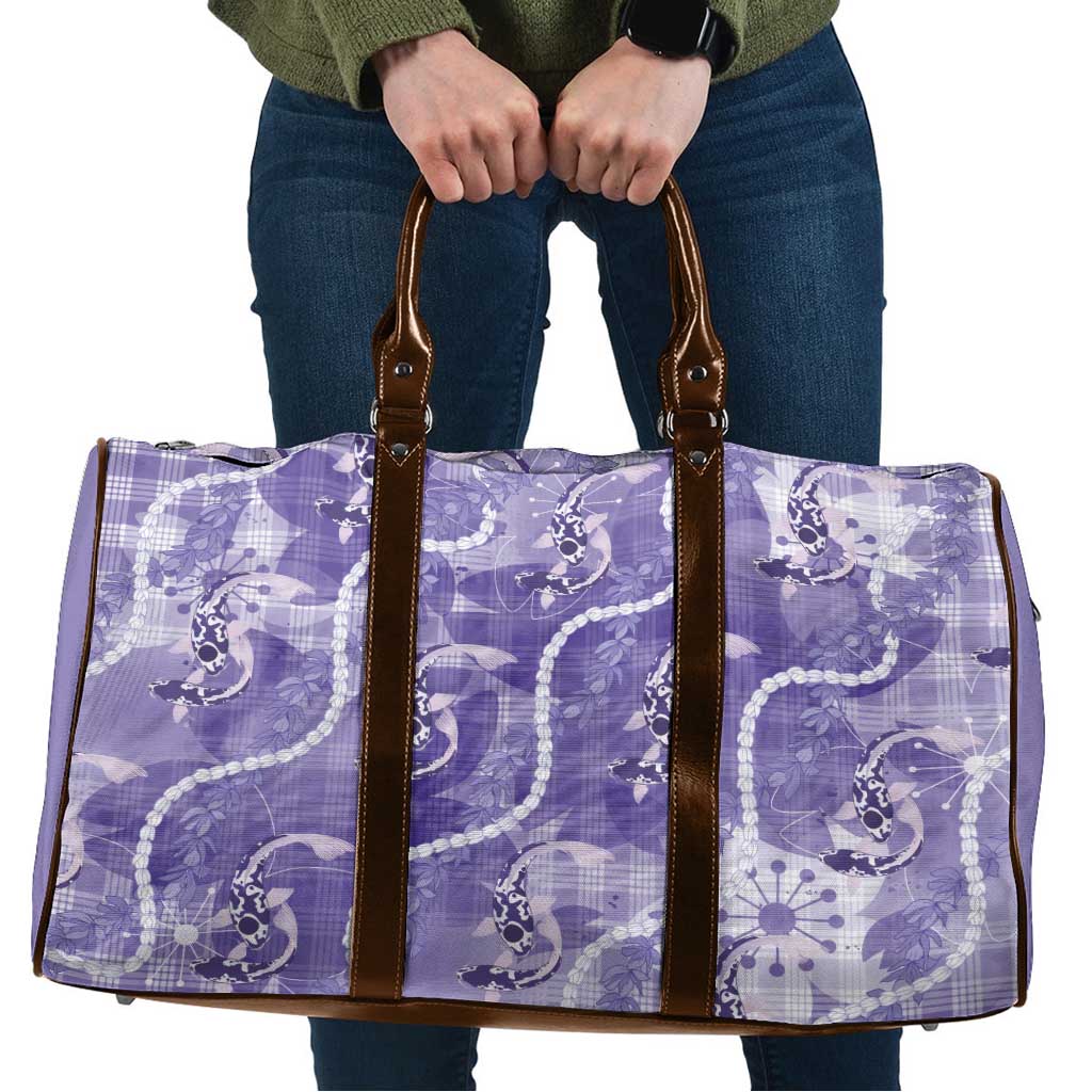 Japanese Koi Fish Travel Bag Purple Wagara Palaka Honohono Pikake Lei LT9 Purple - Polynesian Pride