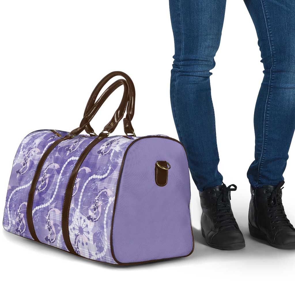 Japanese Koi Fish Travel Bag Purple Wagara Palaka Honohono Pikake Lei LT9 - Polynesian Pride