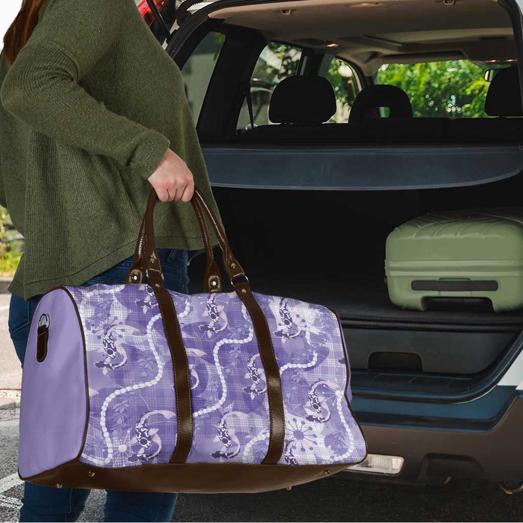 Japanese Koi Fish Travel Bag Purple Wagara Palaka Honohono Pikake Lei LT9 - Polynesian Pride