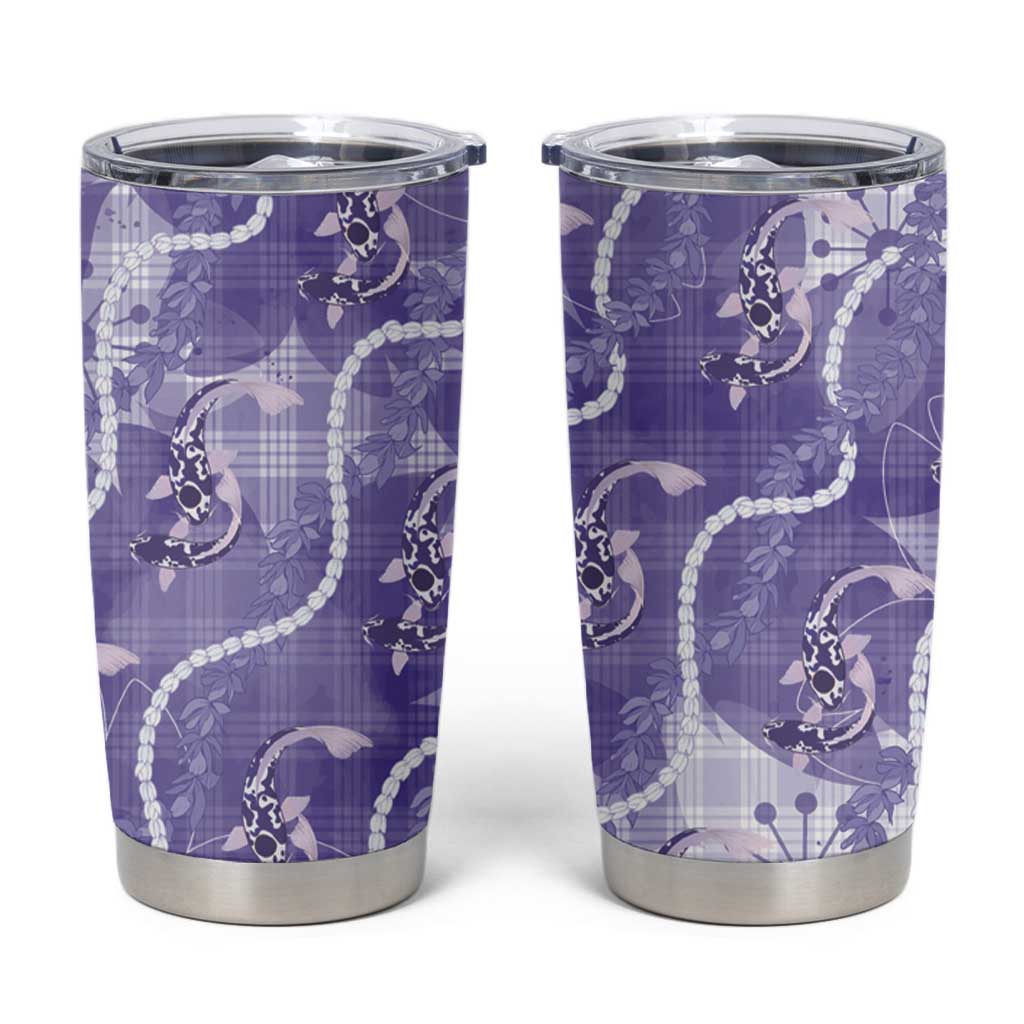 Japanese Koi Fish Tumbler Cup Purple Wagara Palaka Honohono Pikake Lei LT9 Purple - Polynesian Pride