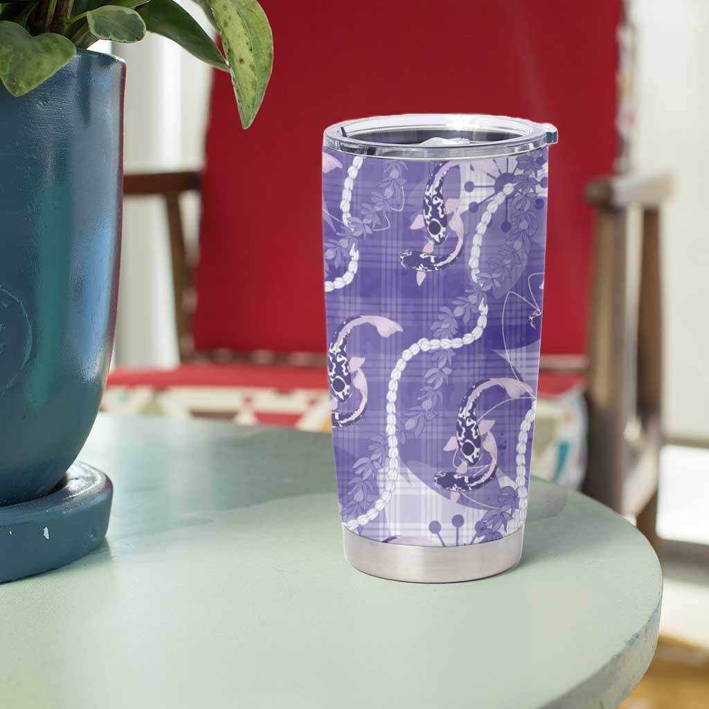 Japanese Koi Fish Tumbler Cup Purple Wagara Palaka Honohono Pikake Lei LT9 - Polynesian Pride