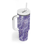 Japanese Koi Fish Tumbler With Handle Purple Wagara Palaka Honohono Pikake Lei LT9 - Polynesian Pride