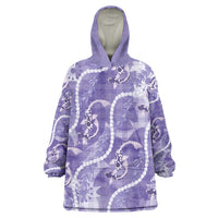 Japanese Koi Fish Wearable Blanket Hoodie Purple Wagara Palaka Honohono Pikake Lei LT9 One Size Purple - Polynesian Pride