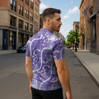 Japanese Koi Fish Zipper Polo Shirt Purple Wagara Palaka Honohono Pikake Lei LT9 - Polynesian Pride