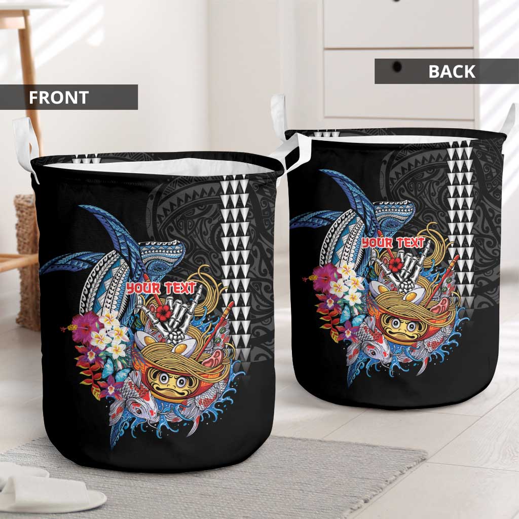 Personalized Japanese Koi Fish Ramen Laundry Basket Aloha Shark Kakau Pattern LT9 - Polynesian Pride