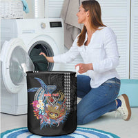 Personalized Japanese Koi Fish Ramen Laundry Basket Aloha Shark Kakau Pattern LT9 - Polynesian Pride