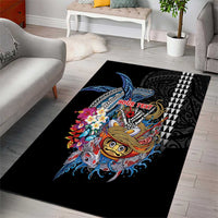 Personalized Japanese Koi Fish Ramen Area Rug Aloha Shark Kakau Pattern