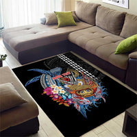 Personalized Japanese Koi Fish Ramen Area Rug Aloha Shark Kakau Pattern