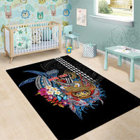 Personalized Japanese Koi Fish Ramen Area Rug Aloha Shark Kakau Pattern