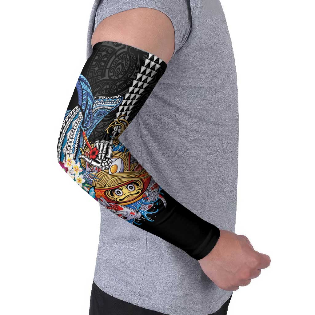 Personalized Japanese Koi Fish Ramen Arm Sleeves Aloha Shark Kakau Pattern