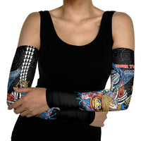 Personalized Japanese Koi Fish Ramen Arm Sleeves Aloha Shark Kakau Pattern