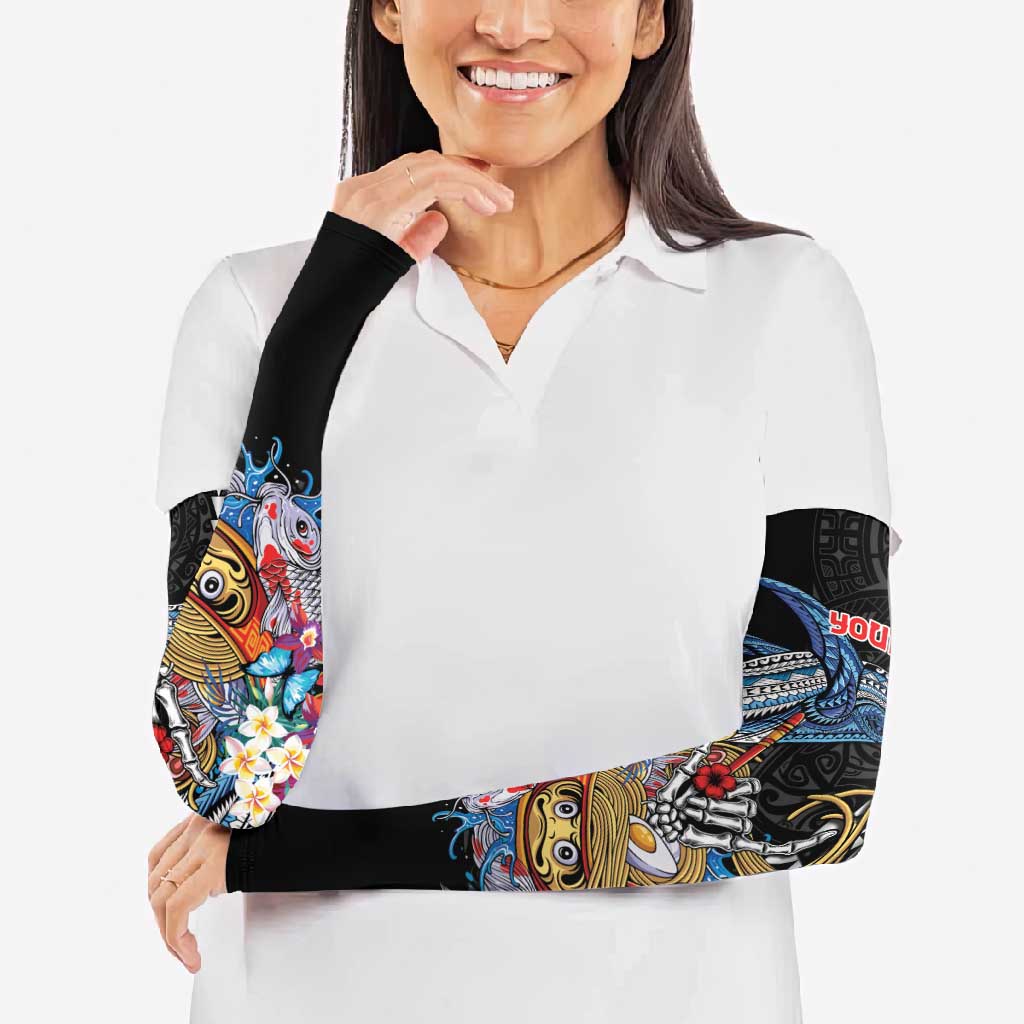 Personalized Japanese Koi Fish Ramen Arm Sleeves Aloha Shark Kakau Pattern