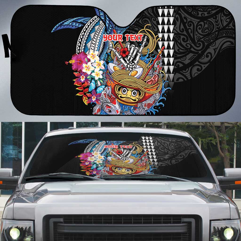 Personalized Japanese Koi Fish Ramen Auto Sun Shade Aloha Shark Kakau Pattern