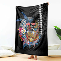Personalized Japanese Koi Fish Ramen Blanket Aloha Shark Kakau Pattern LT9 - Polynesian Pride