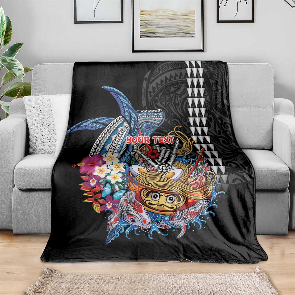 Personalized Japanese Koi Fish Ramen Blanket Aloha Shark Kakau Pattern LT9 - Polynesian Pride