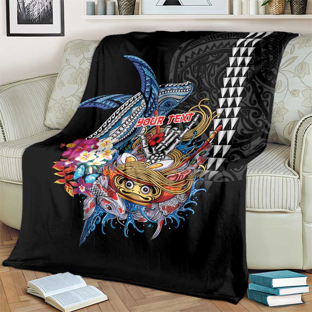Personalized Japanese Koi Fish Ramen Blanket Aloha Shark Kakau Pattern LT9 - Polynesian Pride