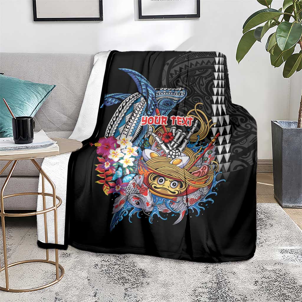 Personalized Japanese Koi Fish Ramen Blanket Aloha Shark Kakau Pattern LT9 - Polynesian Pride